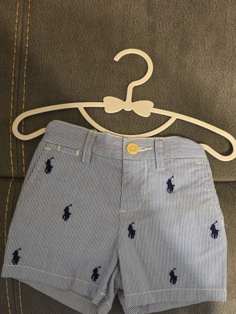 Ralph Lauren Blue & White Striped Polo Embroidered Kids Shorts